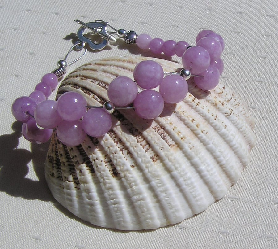 Lavender Amethyst Gemstone Beaded Bracelet "Enchanted Heather"
