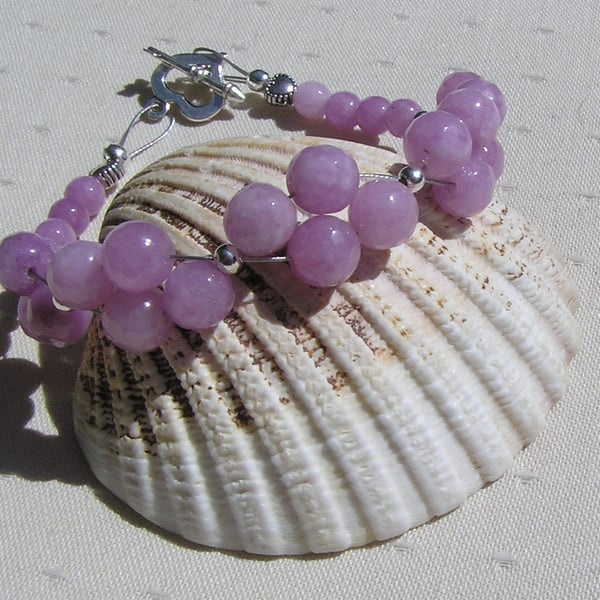Lavender Amethyst Gemstone Beaded Bracelet "Enchanted Heather"