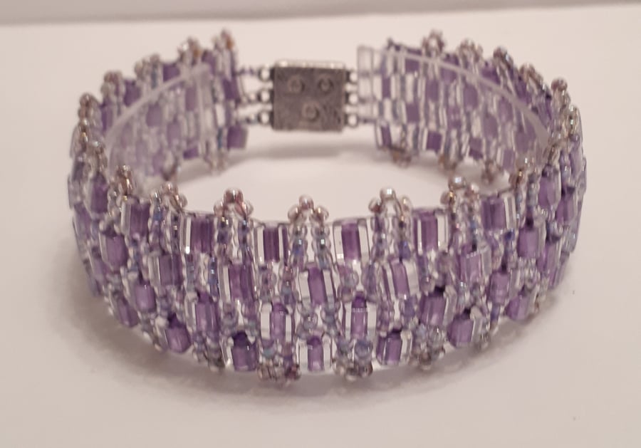 Pretty pale purple colour bracelet made of cube shaped beads