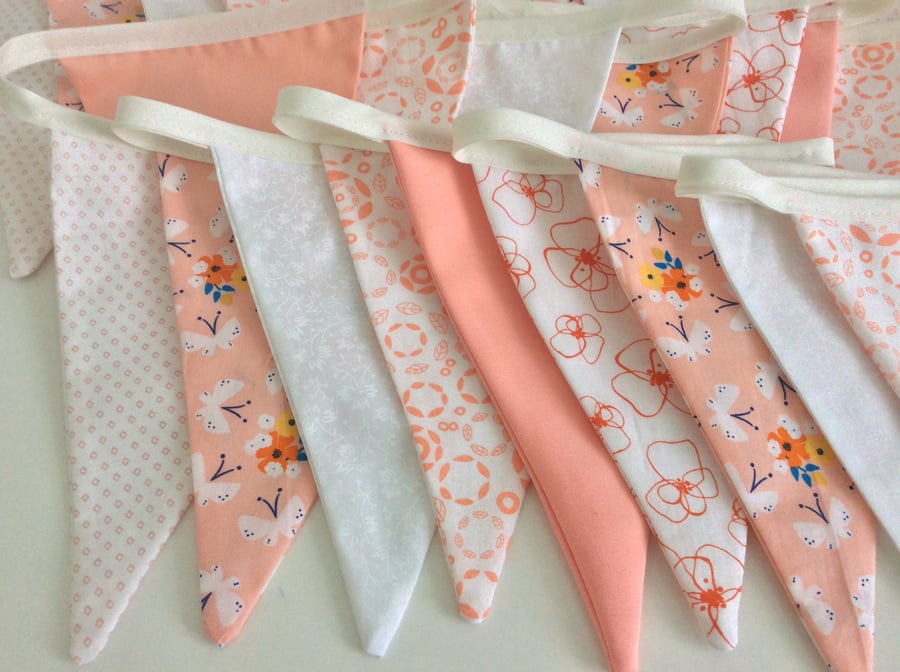 Peach pastel bunting, romantic wedding decoration 20ft long