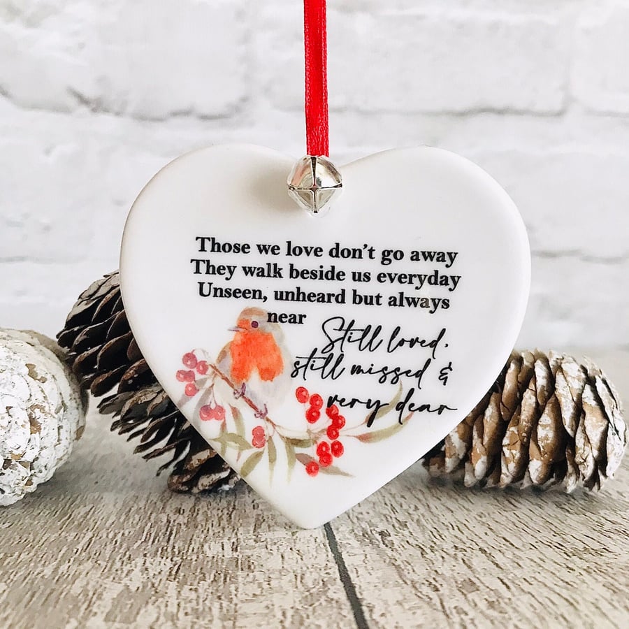 Memory Bauble, Robin christmas bauble, personalised in memory of bauble. 