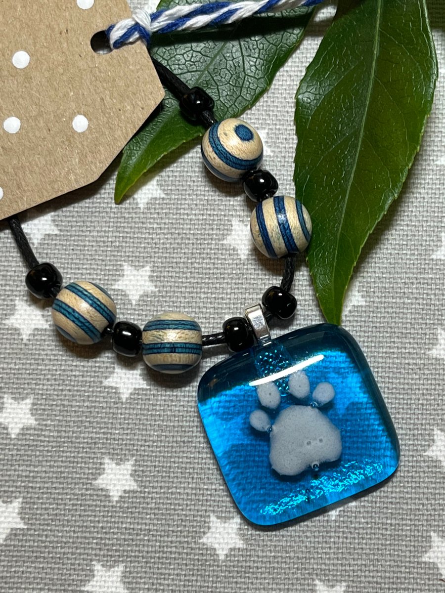 Fused glass pendant necklace