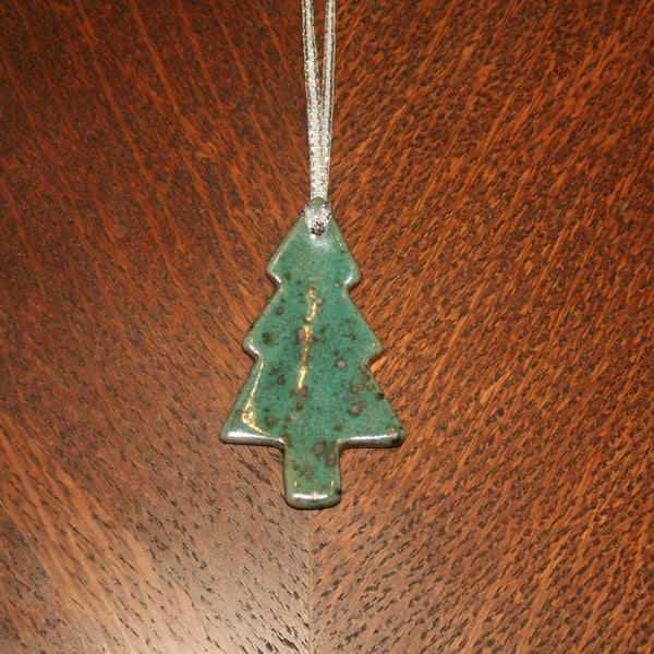  Christmas tree ceramic metallic speckled green tree hanging decoration