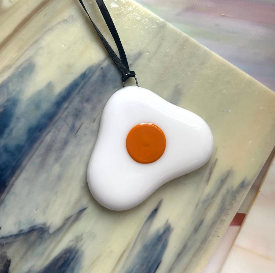Fused Glass Fried Egg