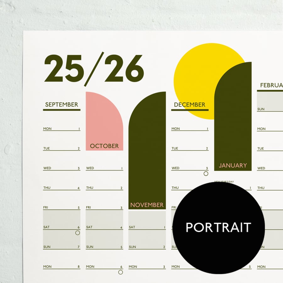 2025 - 2026 ACADEMIC YEAR Wall planner - MUTED