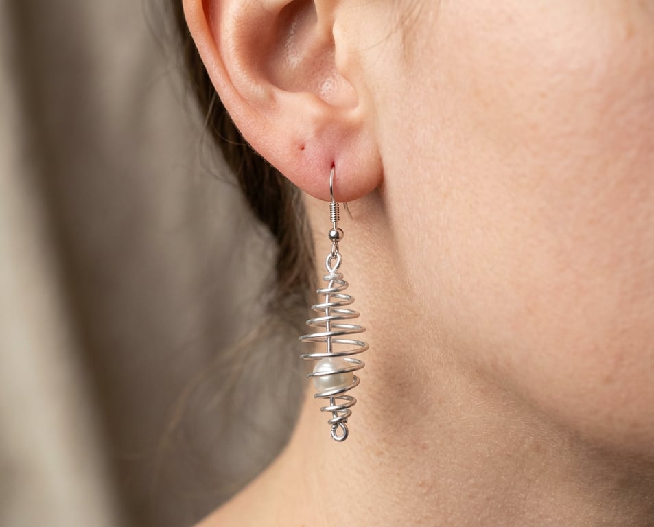 Beehive Wire Coil Earrings Handmade