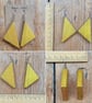 Thick Yellow Triangle Tangram Wooden Shape Earrings