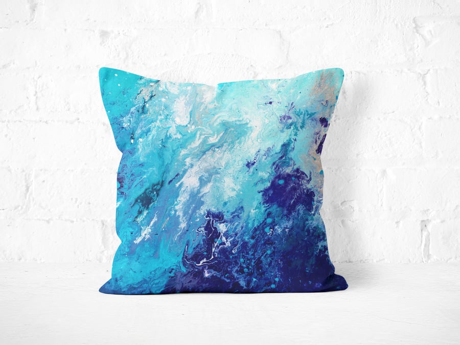Blue Marbled Cushion