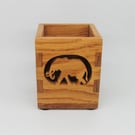 Oak Wood Pencil Stationary Box - Elephant