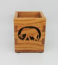 Oak Wood Pencil Stationary Box - Elephant