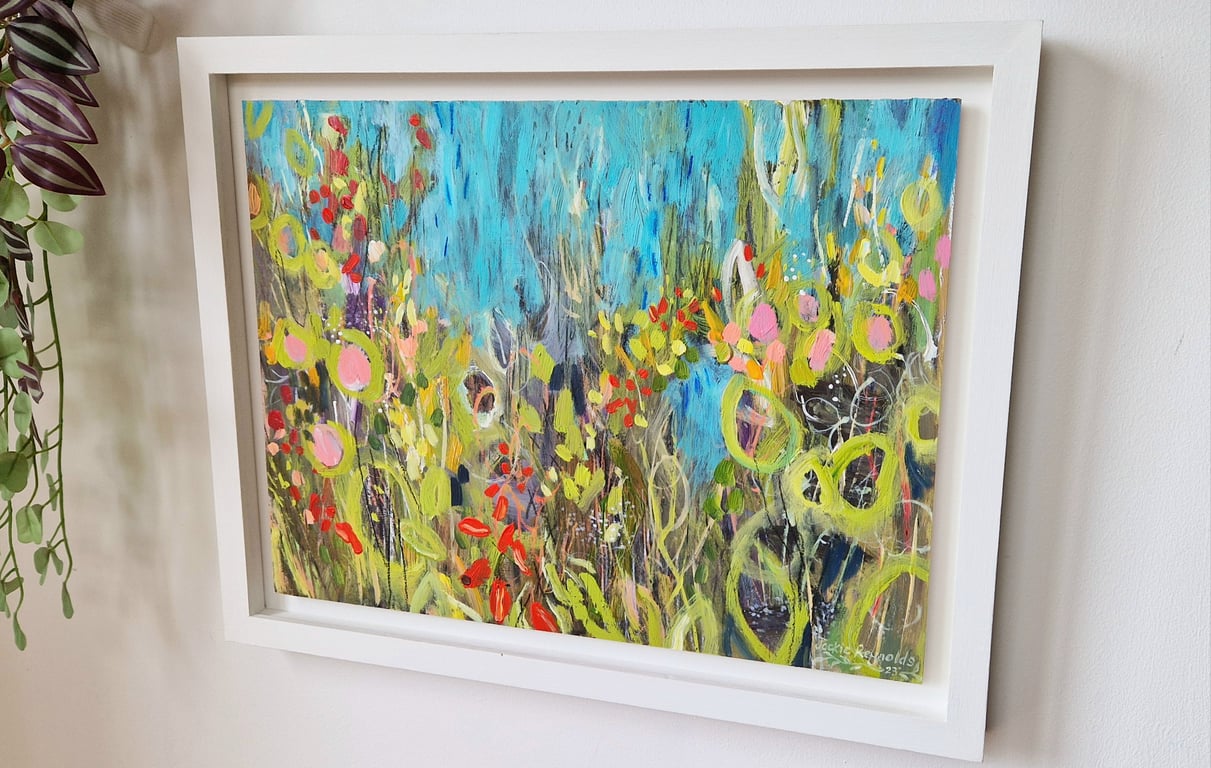 'An afternoon rain shower' mix medium- floral abstract- original painting