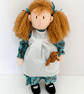 Emma 14 Inch Handmade Rag Doll with Teddy Bear Pocket Friend  - Image 1