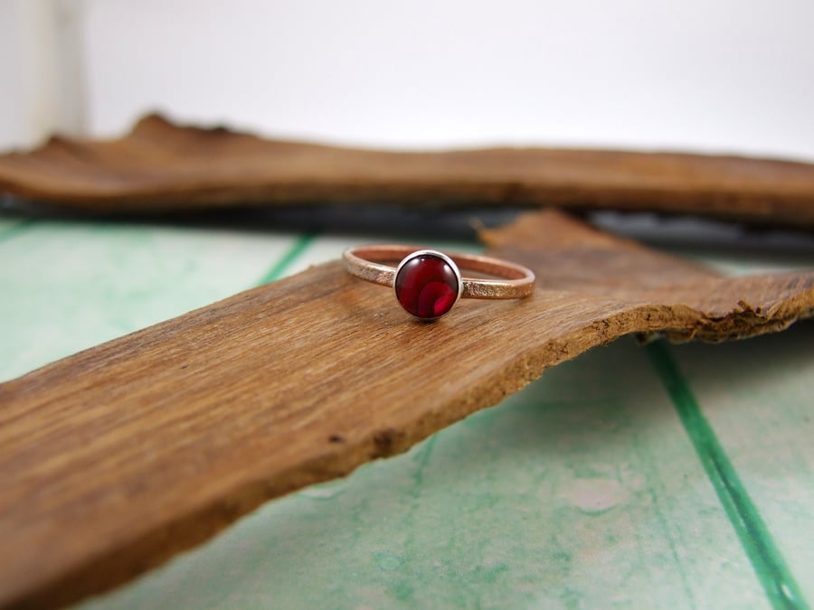 Sterling Silver, Rose Gold Filled and Purple Paua Shell Ring, Adjustable Fit