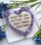 Handmade Fused Glass Mums Are Like Buttons Hanging Heart Picture Decoration - Image 10