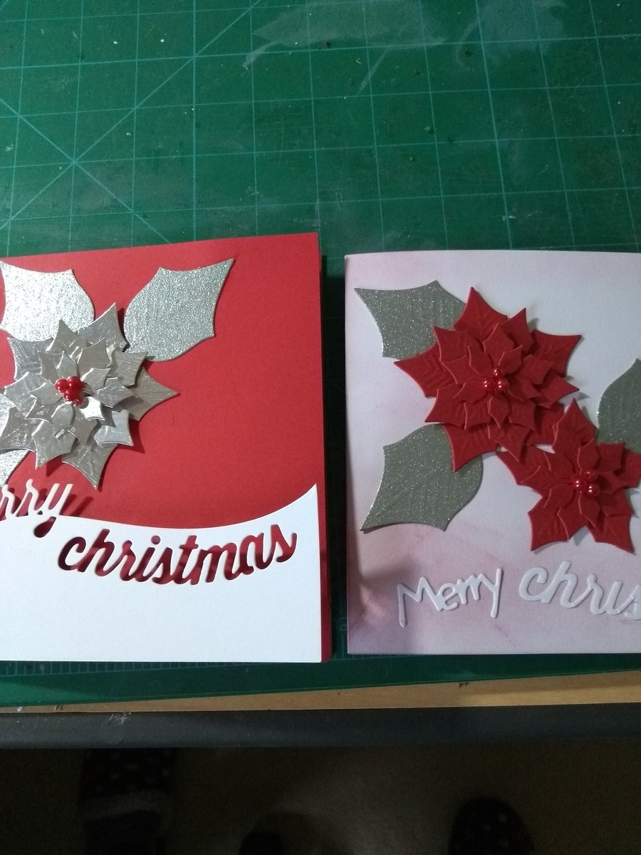 Pack of 2 quality red poinsettia Christmas cards