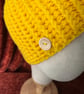 Bright Yellow Rib-Patterned Cosy Crocheted Beanie Hat  - Image 5