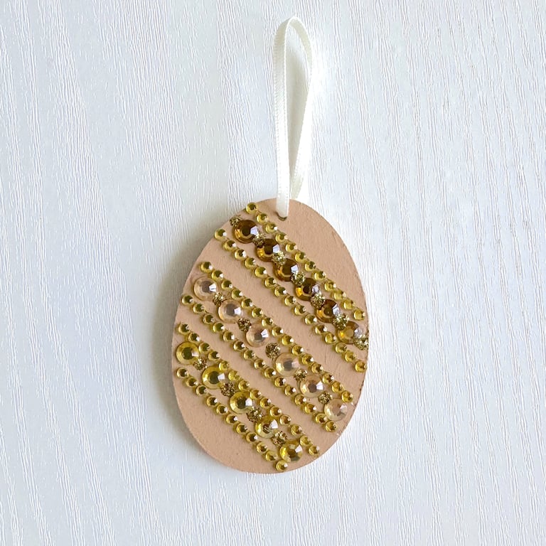 Easter egg decoration - hanging jewelled egg, handmade