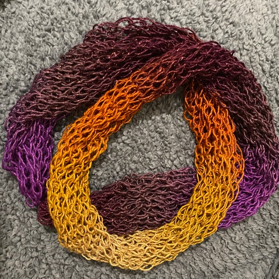 Knitted Infinity Scarf – Sunset Sparkle