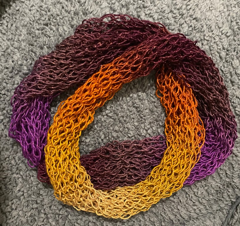 Knitted Infinity Scarf – Sunset Sparkle