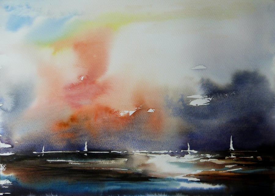 Dusk, Original Watercolour Painting.
