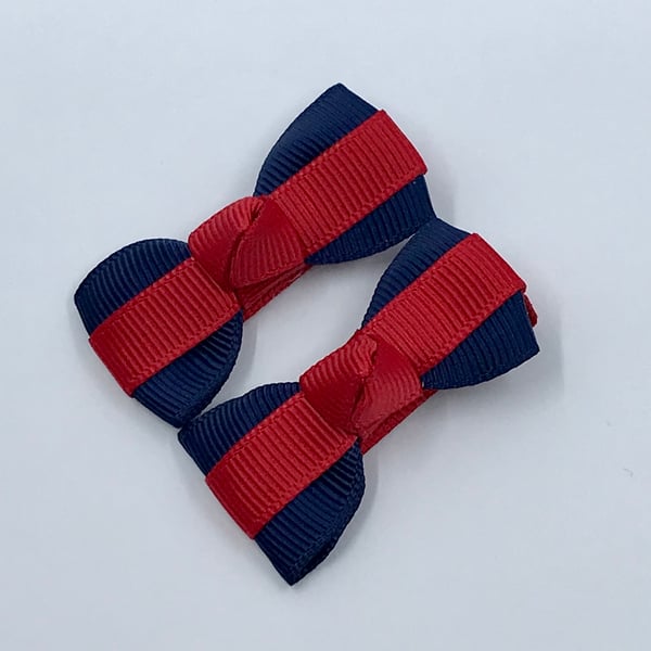 Itty Bitty Navy and Red on Clips (pair)