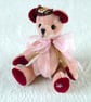Orchid, a 6" collectable bear handmade from vintage materials - Image 5