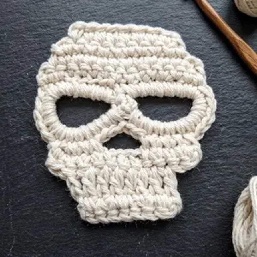 Crochet Skull Coaster  Handmade Gothic Home Décor  Rebel Series