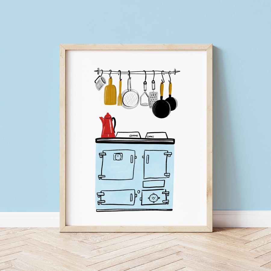 Vintage Blue AGA A4 Art Print