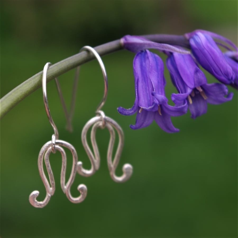 Silver Wire Bluebell Dangle  Earrings