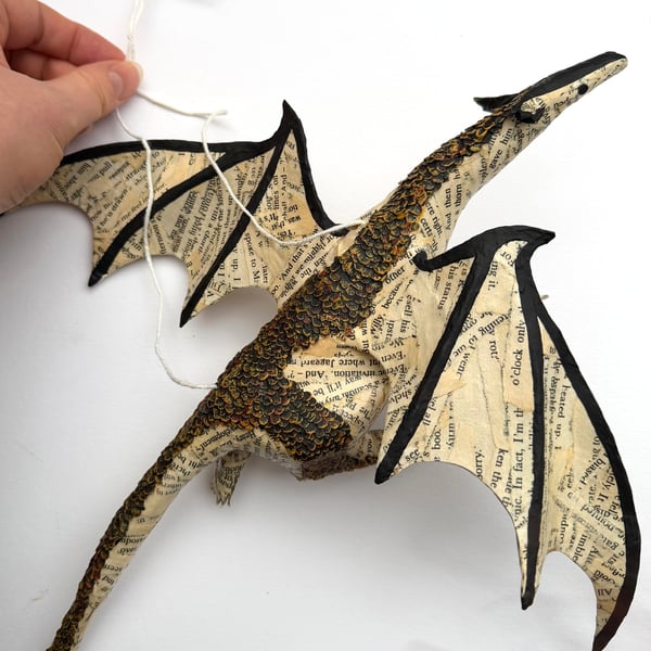 Paper Dragon Pre-Order, Hanging Book Sculpture Ornament Whimsical readers gift