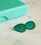 Blue and Green Teardrop Stainless Steel Stud Earrings - Image 1