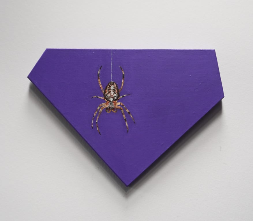Gothic spider insect original art acrylic painting modern purple artwork 