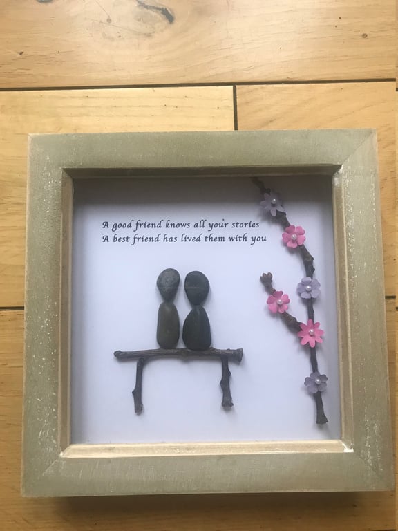 Best Friend Pebble Artwork Frame, Best Friend Gift, Xmas Gift for a Friend, Best