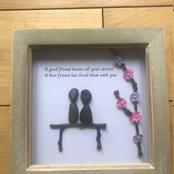 Best Friend Pebble Artwork Frame, Best Friend Gift, Xmas Gift for a Friend, Best