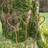 Wiggly Garden Hearts Hand Forged Plant Supports Love Heart Ornament Rustic 58cm
