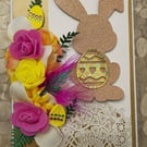 Handmade Happy Easter Card Floral Spring Greeting Card