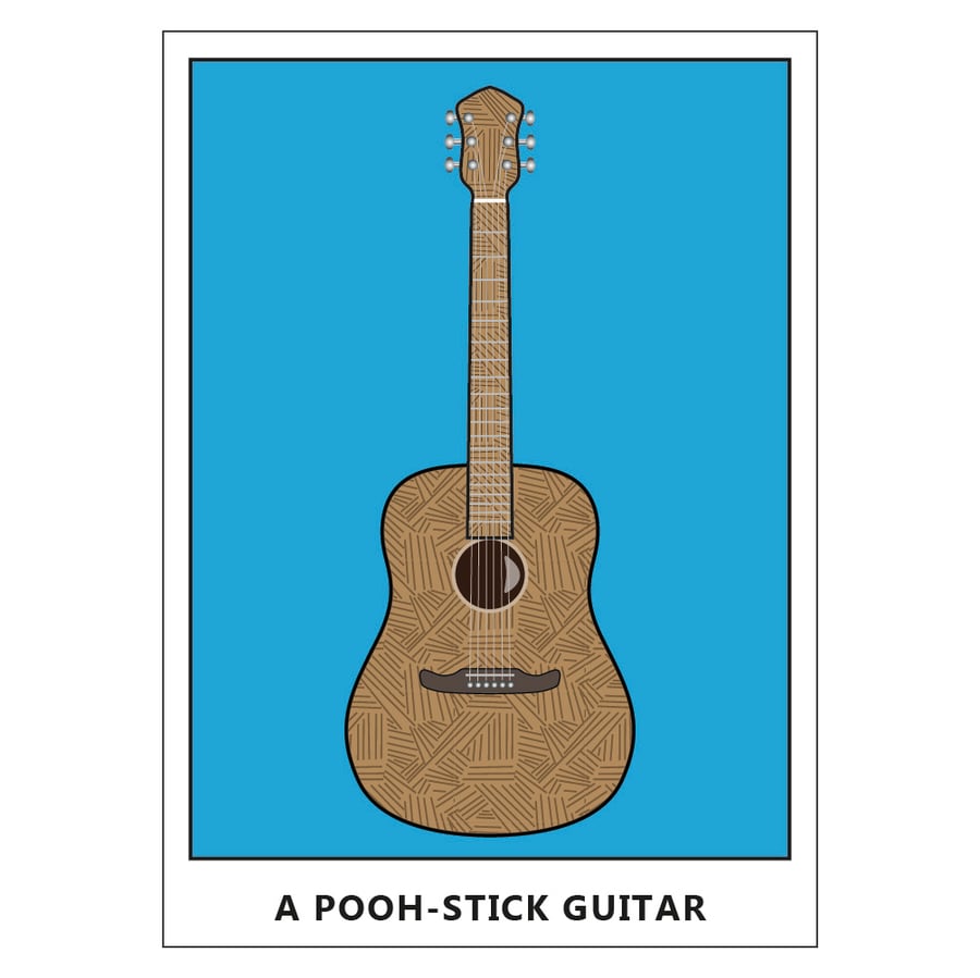 A Pooh-Stick Guitar Postcard