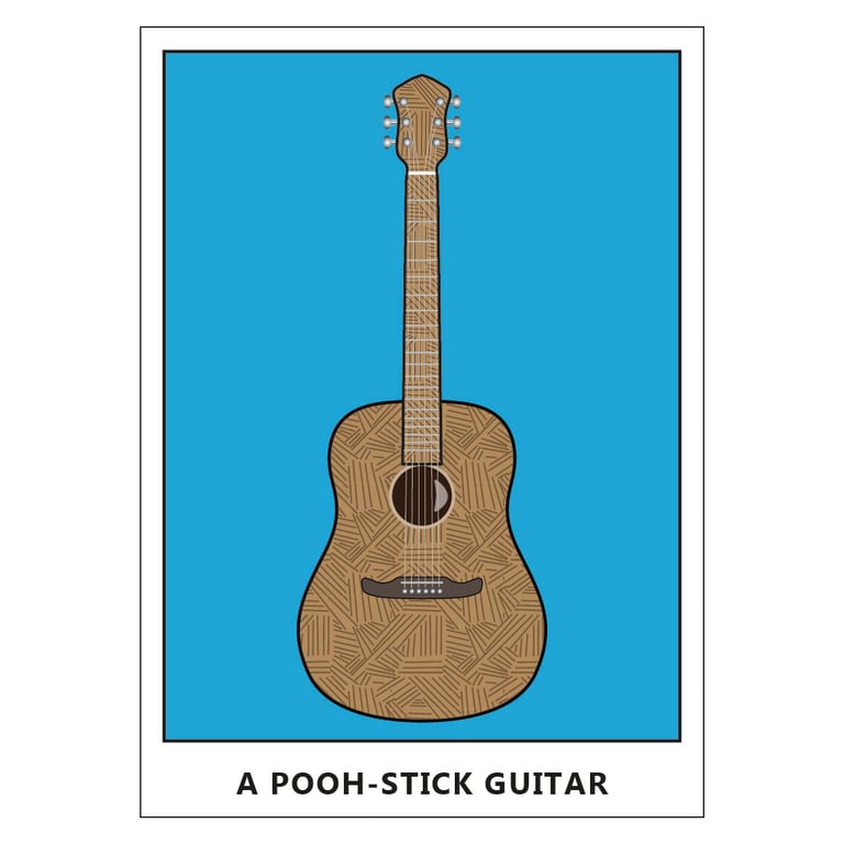 A Pooh-Stick Guitar Postcard