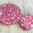 Set of two bowl covers for dips. Pink floral