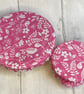 Set of two bowl covers for dips. Pink floral
