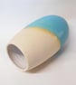 Vase Tulip shaped Satin Turquoise Blue wheel thrown stoneware ceramic. - Image 4