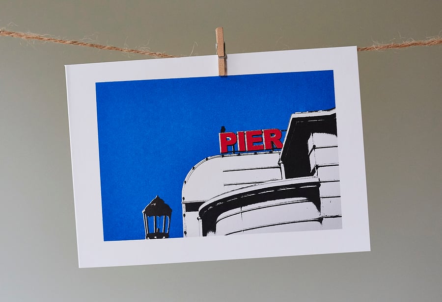 'Pier and Crow' greetings card