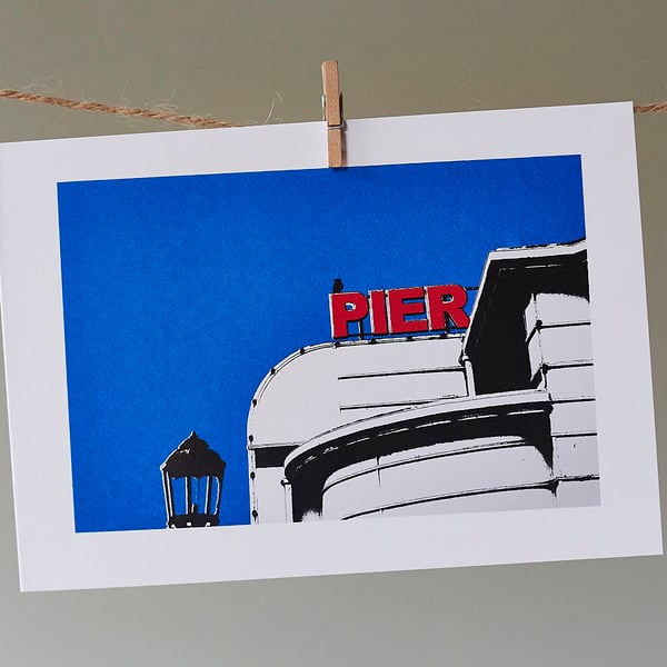 'Pier and Crow' greetings card