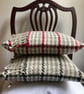 Angharad cushion: Ash grey 12" fringed. Handwoven in Wales - Image 5