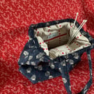 knitting sewing craft work bag Owl design.