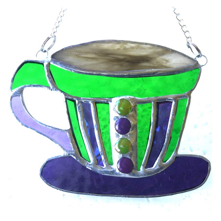 Teacup Stained Glass Suncatcher coffee cup mug 014