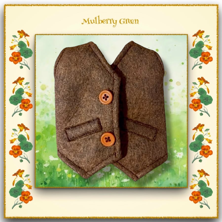 Tailored Felt Waistcoat - Lined with Autumn Leaf Print Cotton