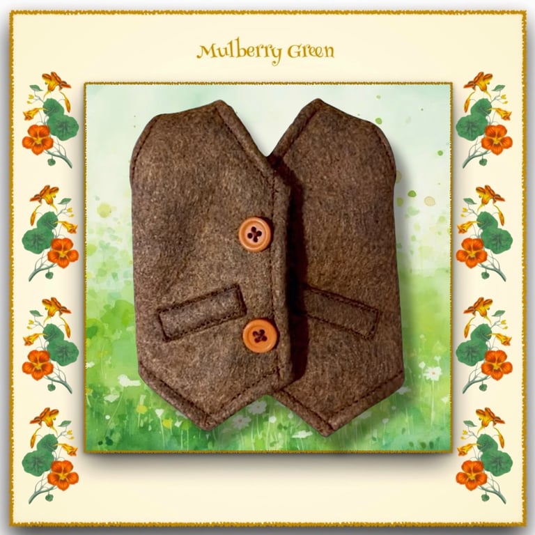 Tailored Felt Waistcoat - Lined with Autumn Leaf Print Cotton