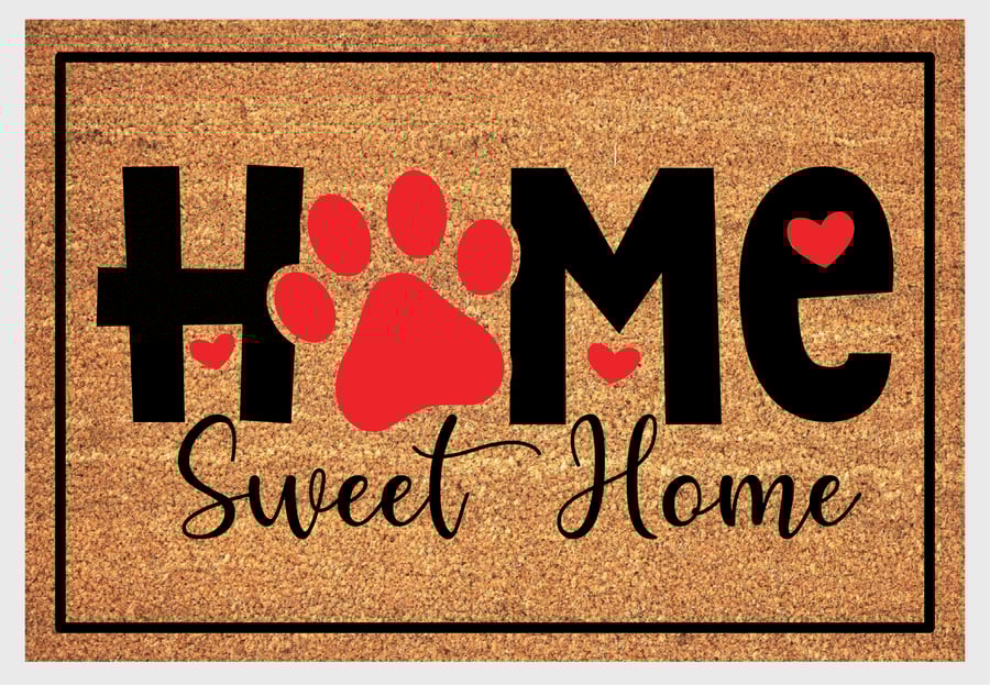 Home Sweet Home Paw Prints Door Mat - Paw Print Welcome Mat - 3 Sizes