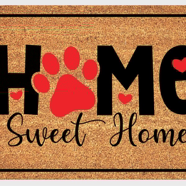 Home Sweet Home Paw Prints Door Mat - Paw Print Welcome Mat - 3 Sizes